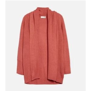 RACHEL PARCELL Shawl Collar Open Cardigan in Red Baroque Medium NEW $99